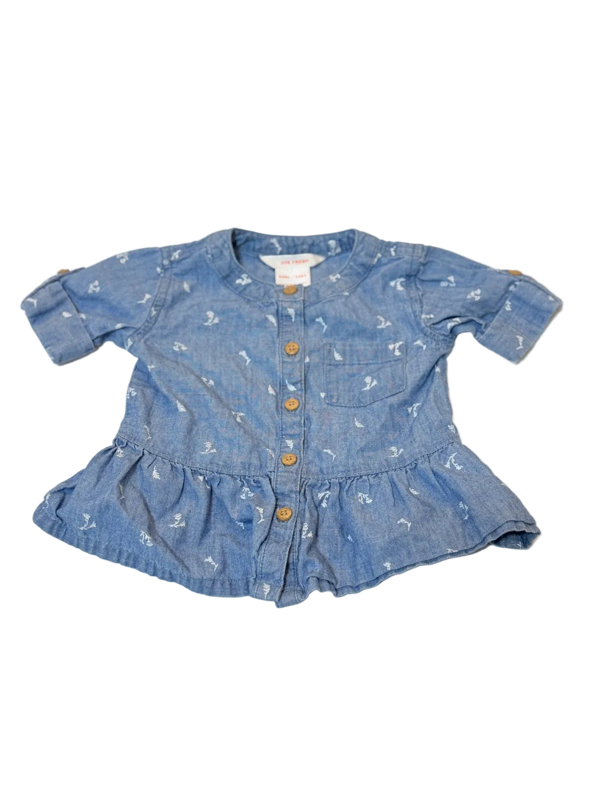Joe Fresh Chambray Floral Button Top 3-6m