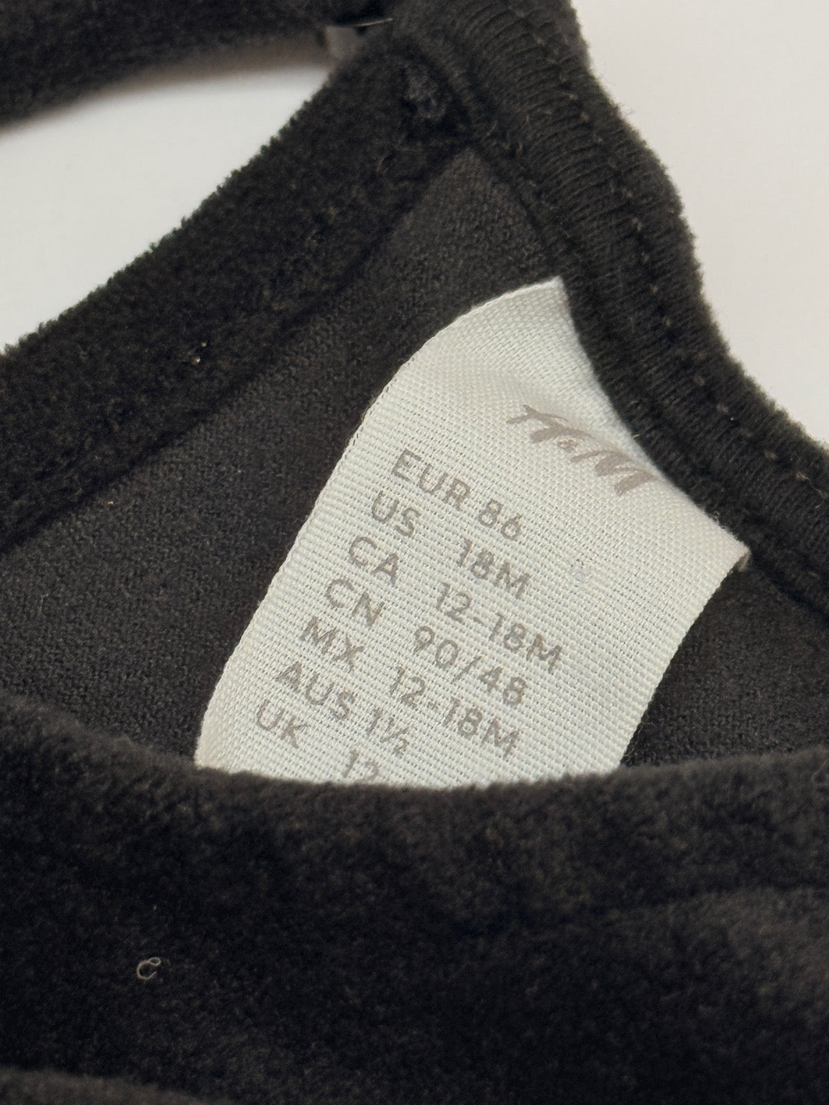 H&M Black Velvet Bow Dress 18-24M