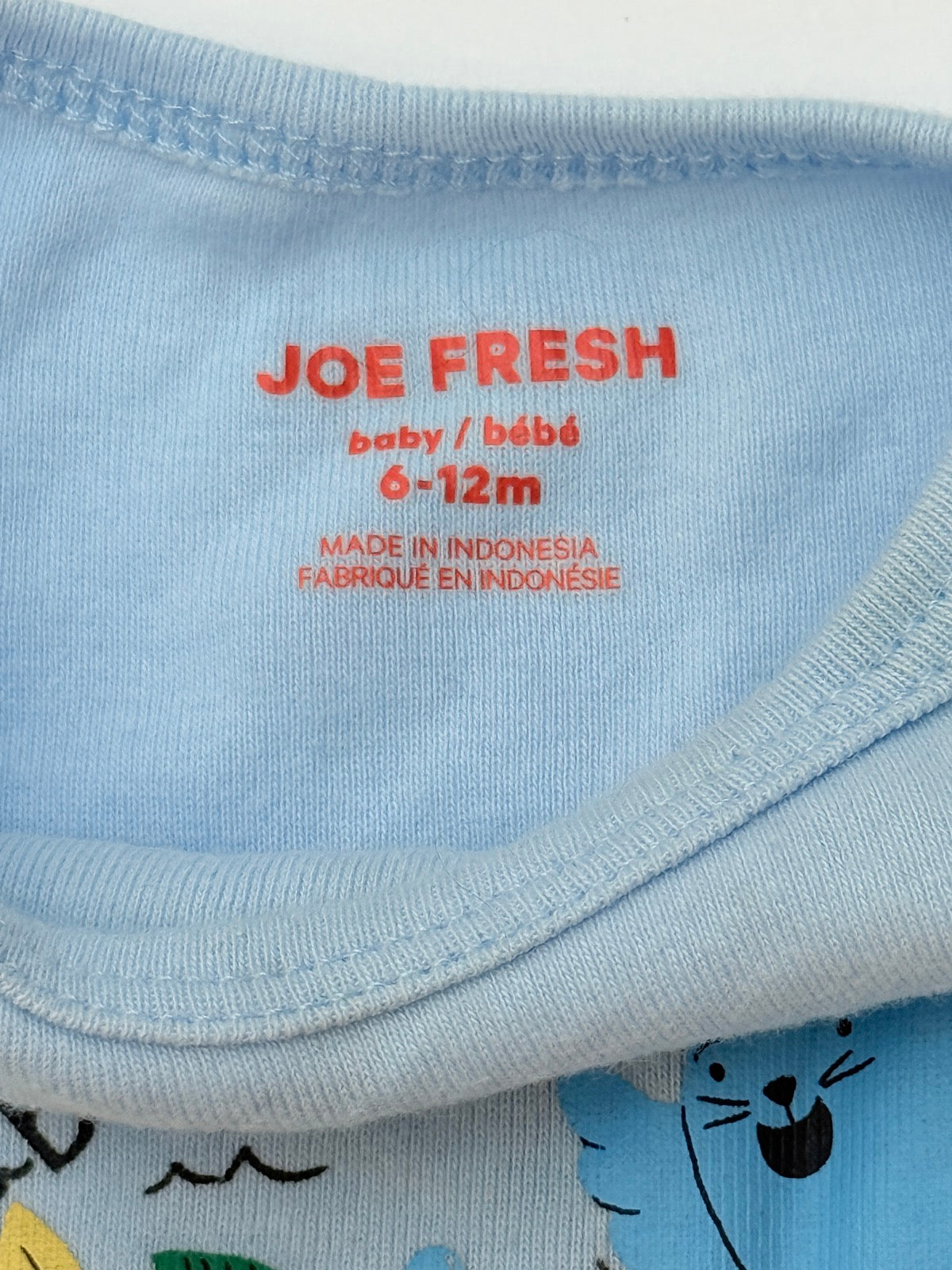 Joe Fresh Be Kind Sea Animals Bodysuit 6-12M
