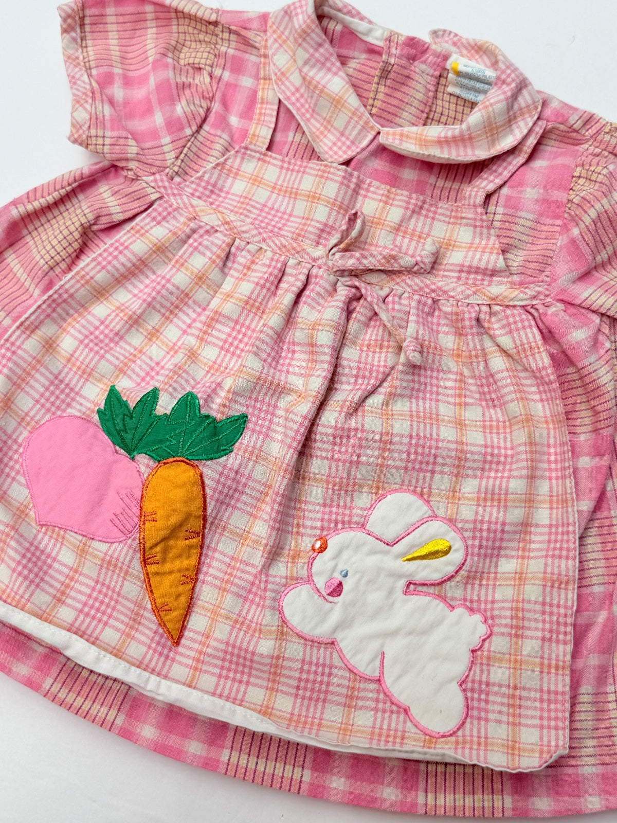 Pink Plaid Bunny Carrot Dress 6-9M