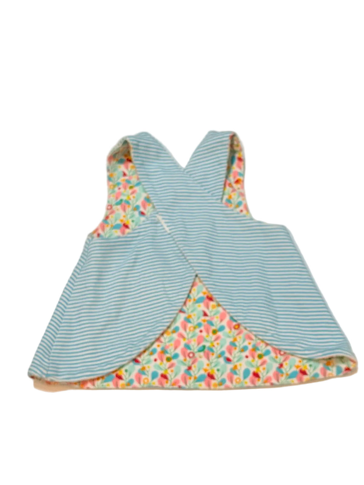 Reversible cotton Floral Stripe Bib Vest