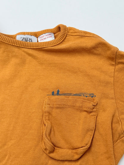 Zara Mustard Pocket Long Sleeve T-Shirt 4-5Y