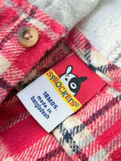 Sprockets Red Plaid Hooded Flannel Shirt 18m