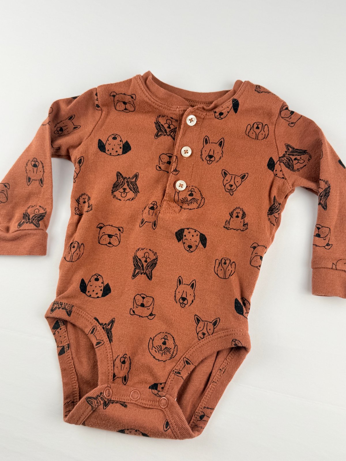 carter's Dog Print Henley Bodysuit 6M