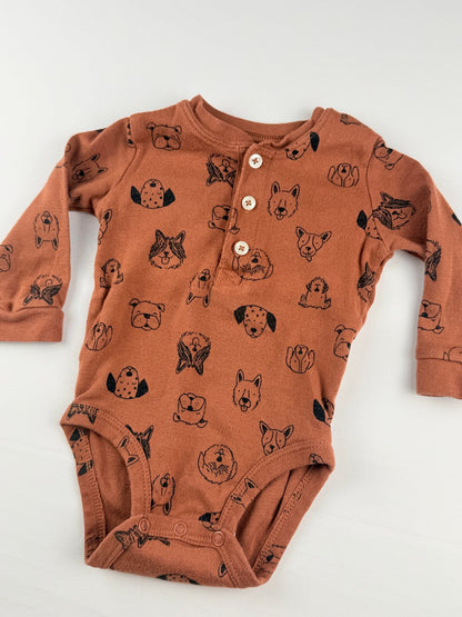 carter's Dog Print Henley Bodysuit 6M