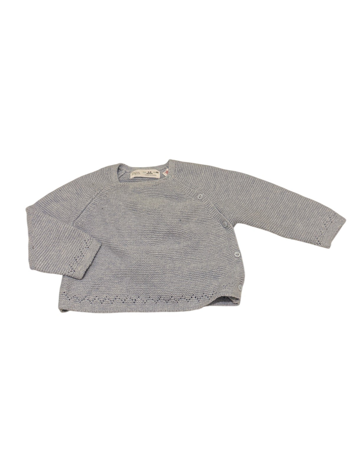 Zara Blue Cotton Knit Sweater 3-6 Months
