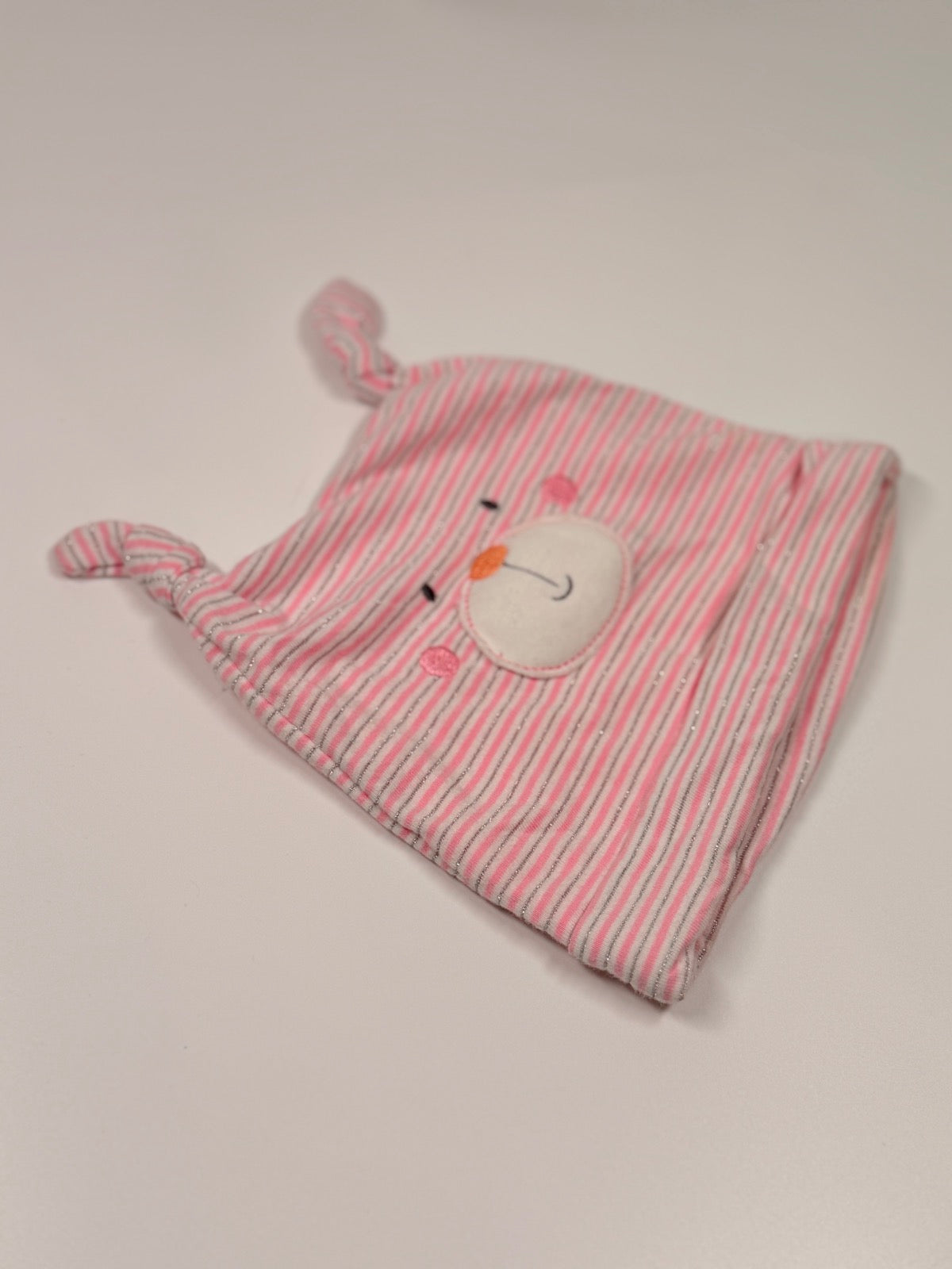Bonnet prénatal rayé rose pour bébé 1-3 mois