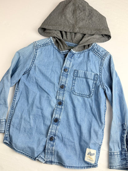 Roots Kids Denim Hooded Shirt 4T