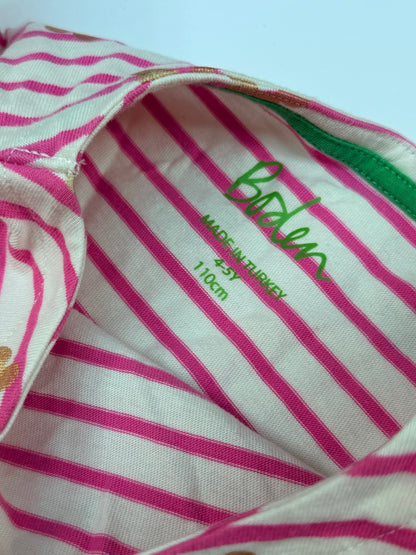 Boden Pink Stripe Gold Flower T-Shirt 4-5Y