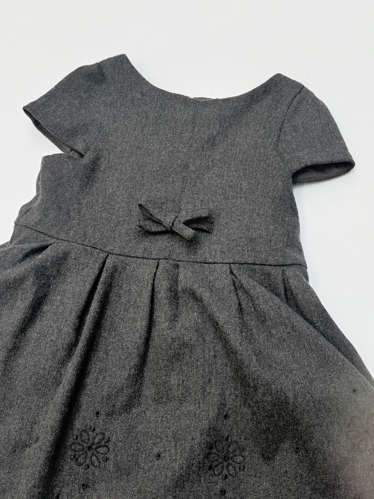 Jacadi Gray Wool Embroidered Dress Size 4T