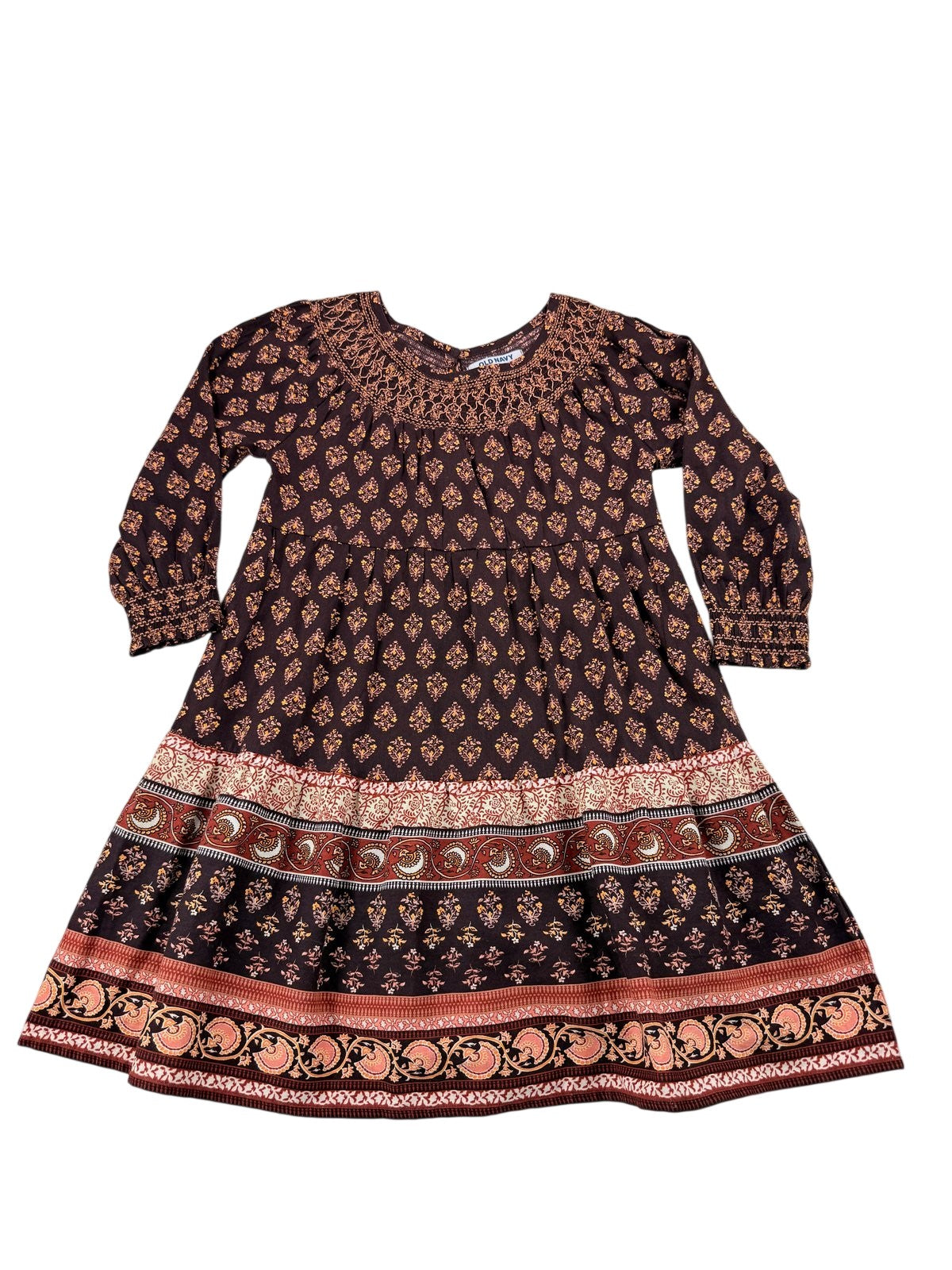 Old Navy Brown Floral Smocked Dress Size 6-7