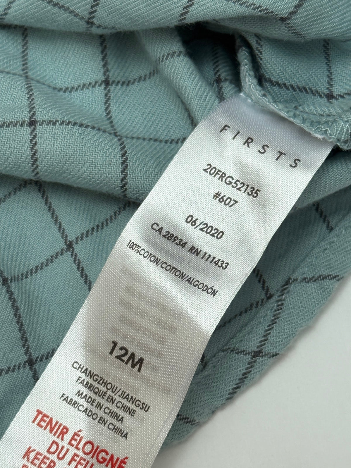 Firsts by Petit Lem Teal Grid Shirt 12M