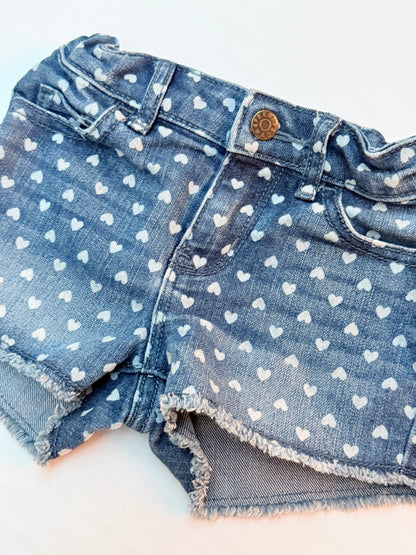 Joe Fresh Heart Print Denim Shorts 1 Year