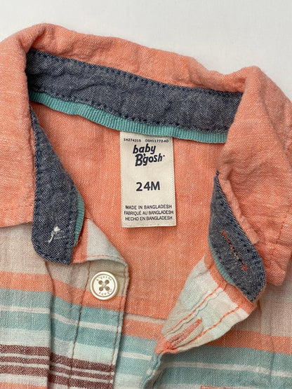 baby B'gosh Orange Striped Linen Blend Shirt 24M