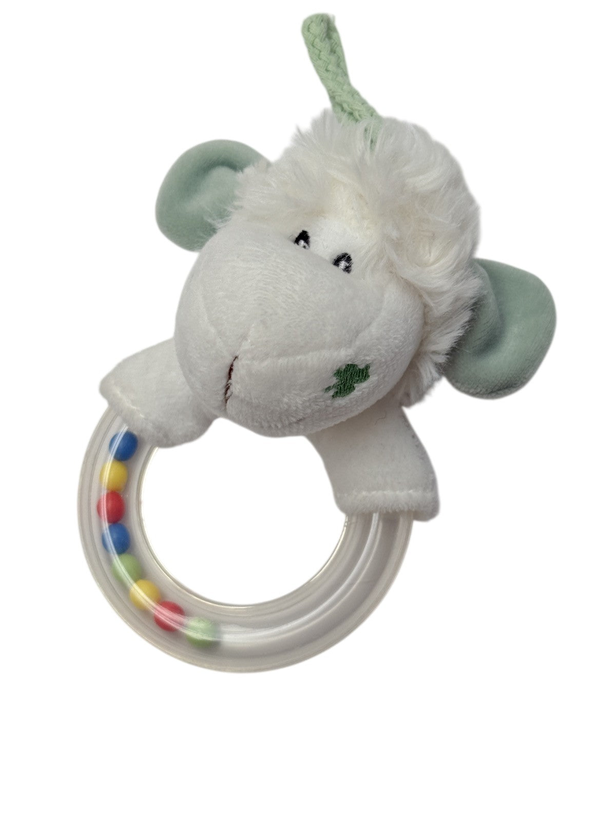Plush Lamb Ring Rattle Teether Toy