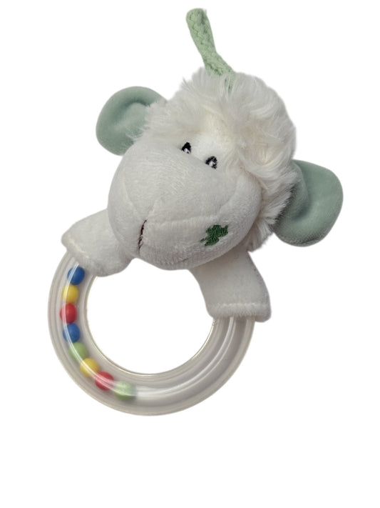 Plush Lamb Ring Rattle Teether Toy