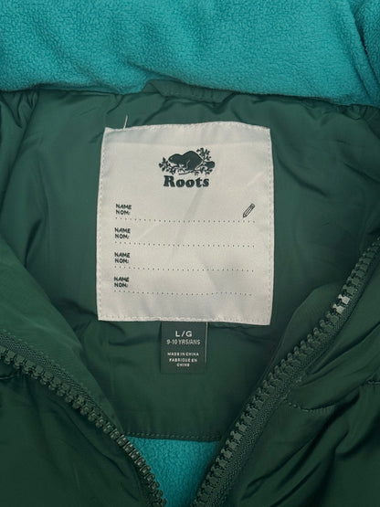Roots Green Puffer Hooded Jacket Size 9-10