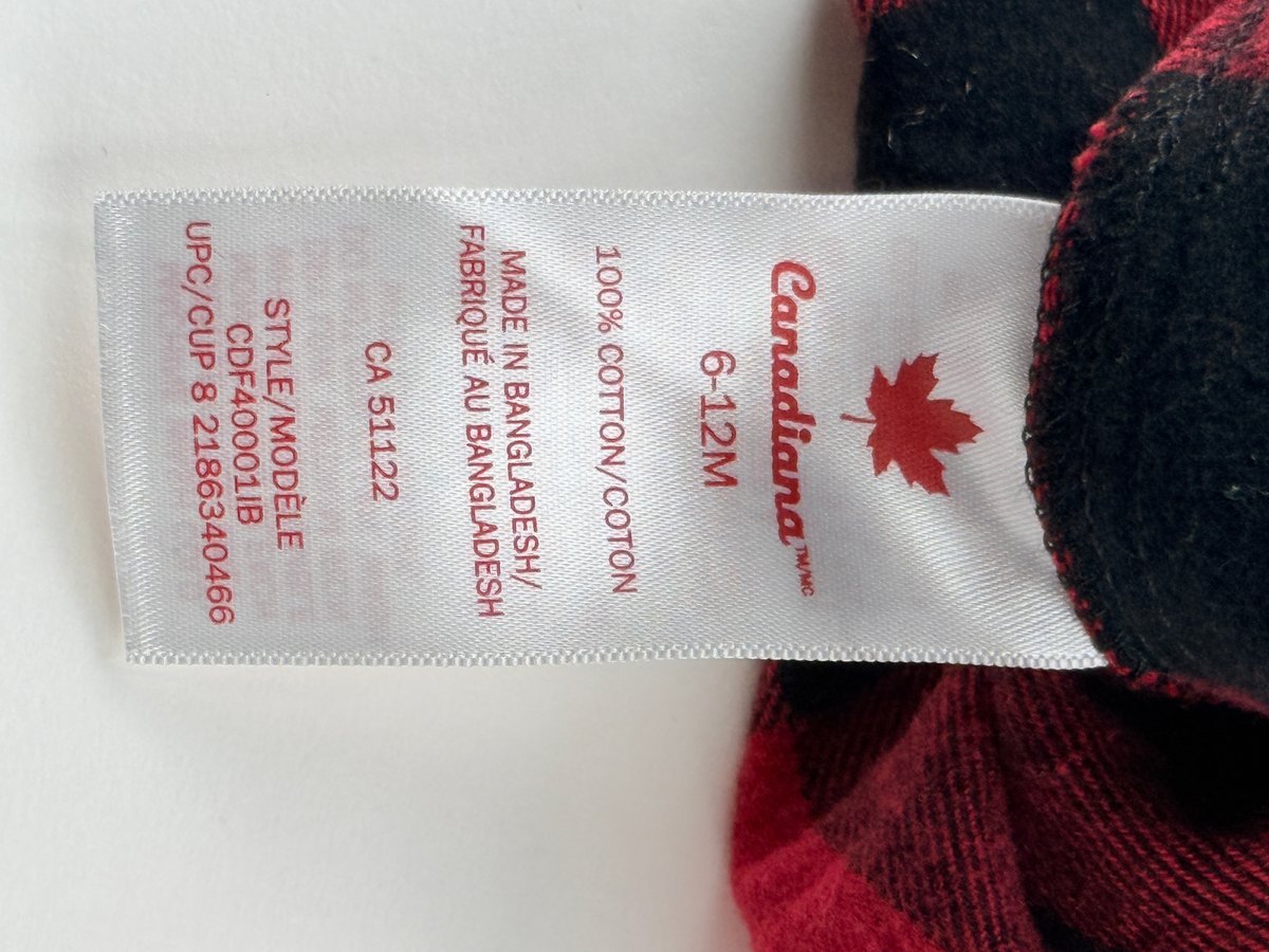 Canadiana Buffalo Plaid Flannel Shirt 6-12M