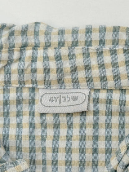 Shilav Gingham Sailboat Button-Up Shirt 4Y