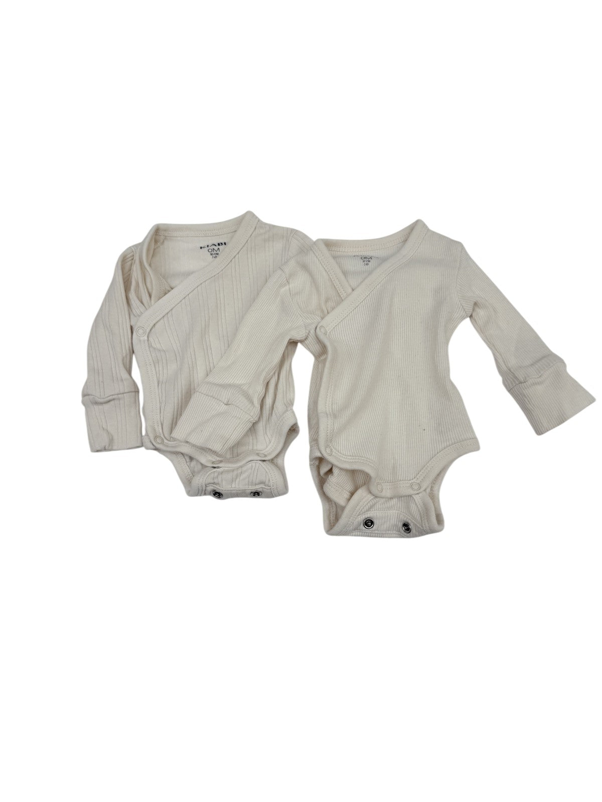 Kiabi Cream Ribbed Wrap Bodysuit Set 0M