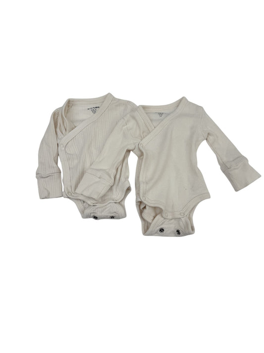 Kiabi Cream Ribbed Wrap Bodysuit Set 0M