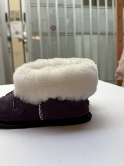 Purple Suede Sherpa Slipper Bootie Size 6