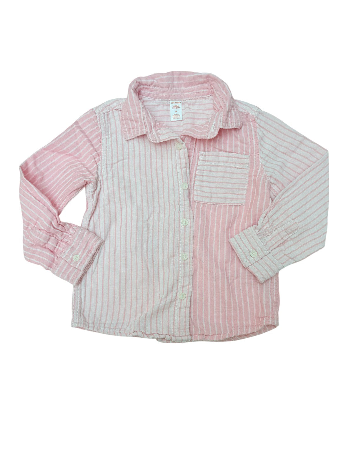 Joe Fresh Pink Stripe Button Shirt Size 4