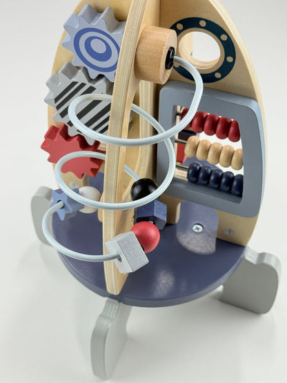 12" Tall Wooden Rocket Activity Center Toy