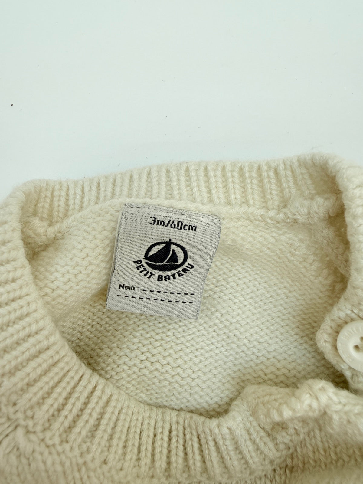 Petit Bateau Ivory Bird Knit Set 3M