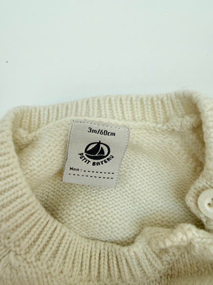 Petit Bateau Ivory Bird Knit Set 3M