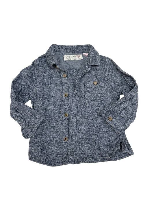 Zara BabyBoy Knit Button-Up Shirt 12/18M