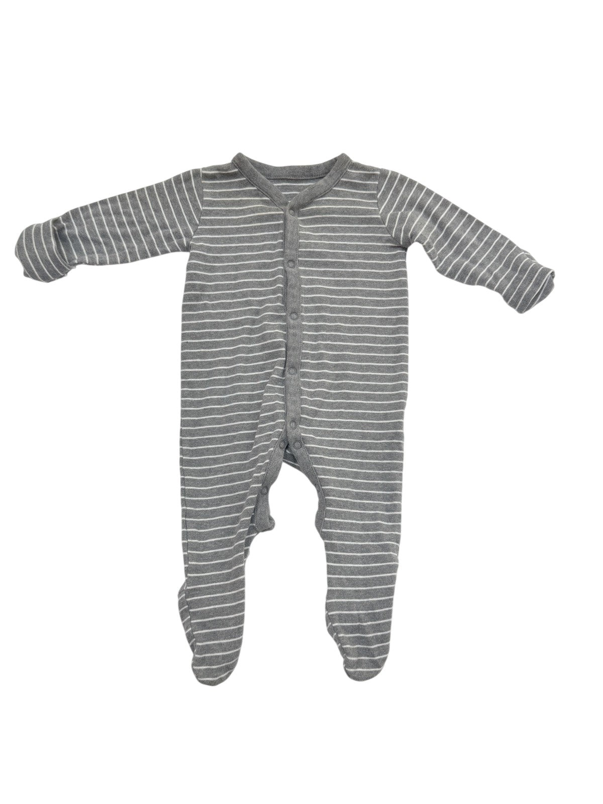 Mothercare Gray Stripe Footed Sleeper 3-6m
