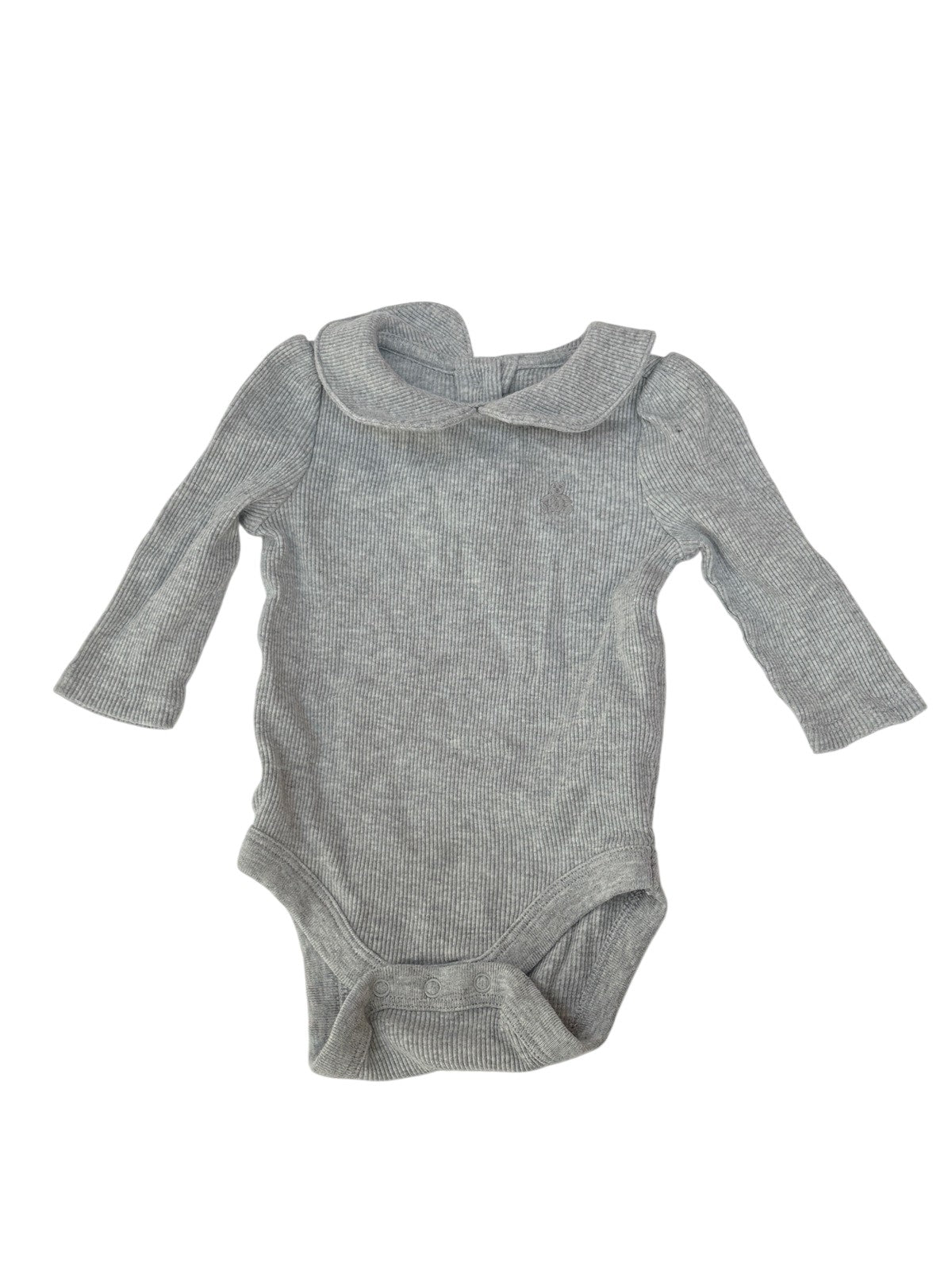 Baby Gap Gray Ribbed Peter Pan Collar Bodysuit 0-3M