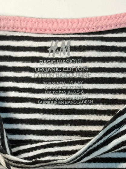 H&M Black White Striped T-Shirt 4-6Y