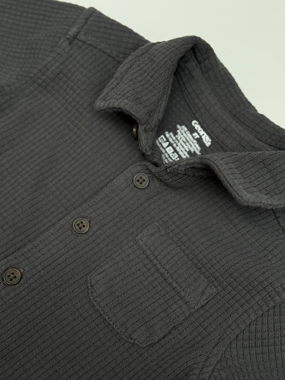 George Gray Waffle Knit Button Shirt 2T