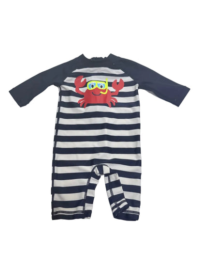 Koala Kids Navy Stripe Crab Swimsuit 0-3m