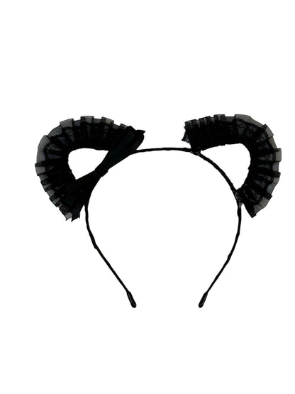 Black Lace Cat Ears Headband