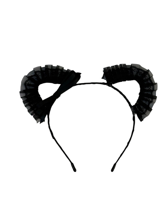 Black Lace Cat Ears Headband