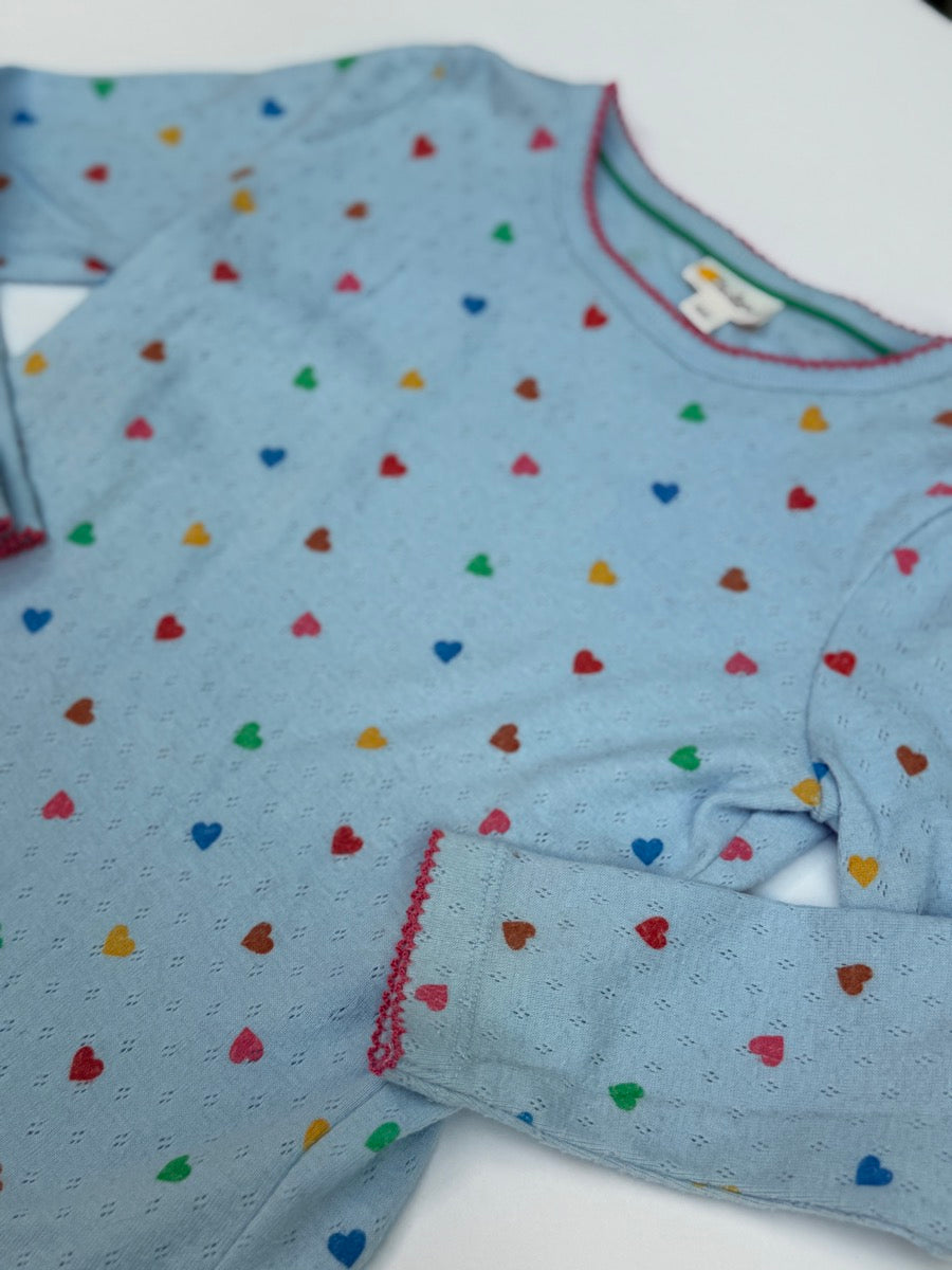 Mini Boden Heart Print Long Sleeve Top 4-5Y