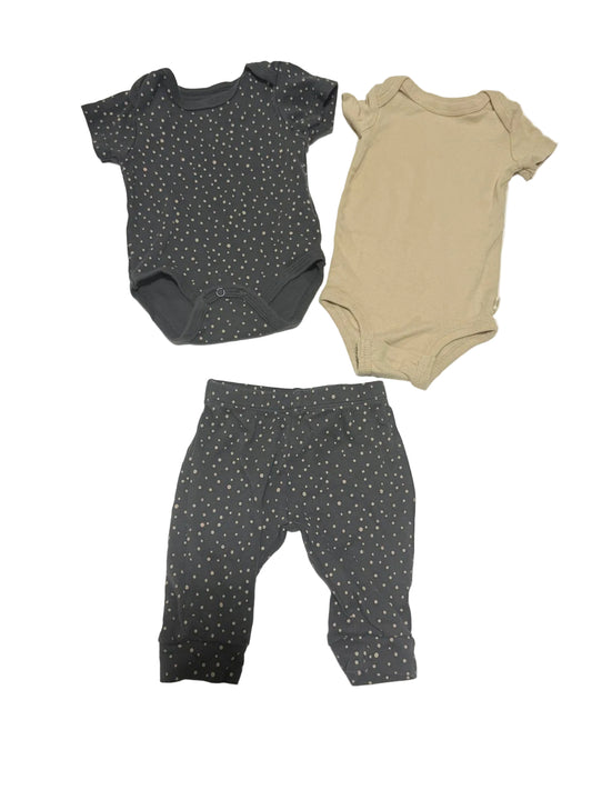 Huggies /  Gray Dot & Tan Bodysuit Pants Set 3M