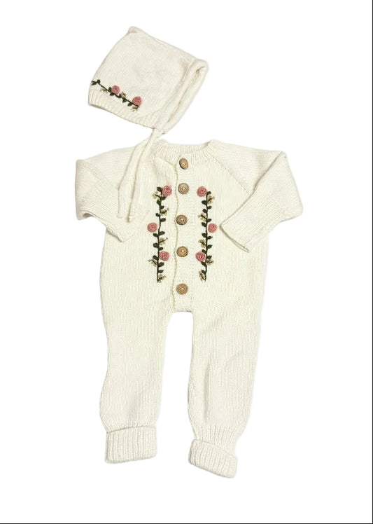 Knitted 2pc Hat and Onesie 6-12m