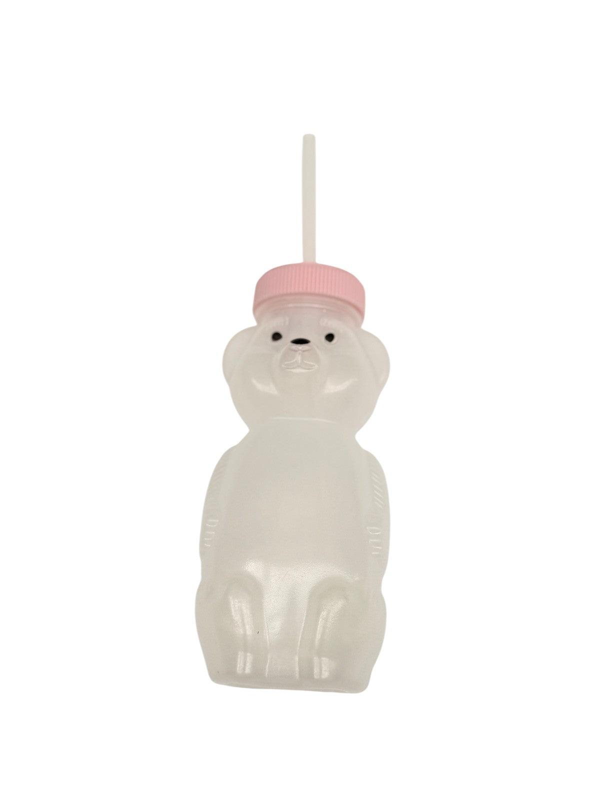Bear Shaped Sippy Bottle with Straw Pink