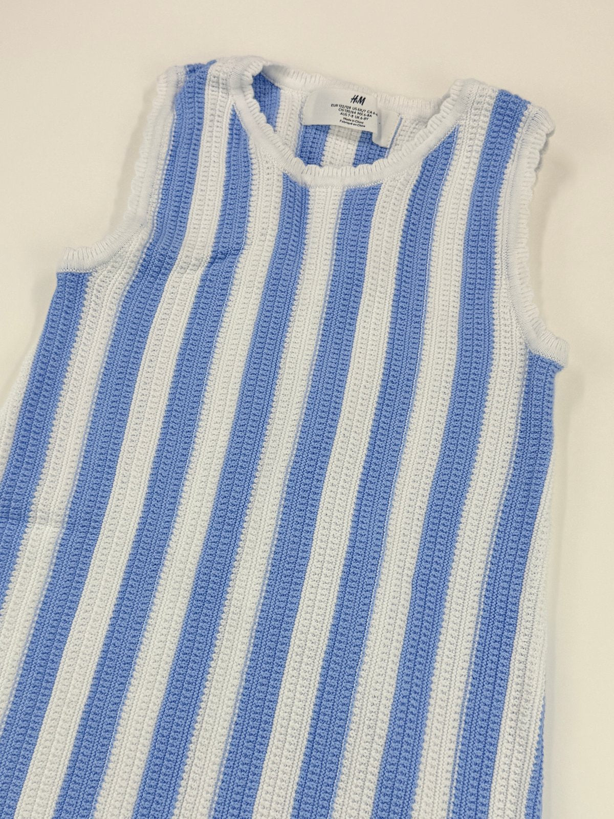 H&M Blue White Striped Knit Dress Size 6-8Y