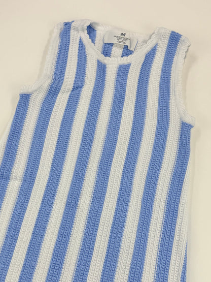 H&M Blue White Striped Knit Dress Size 6-8Y