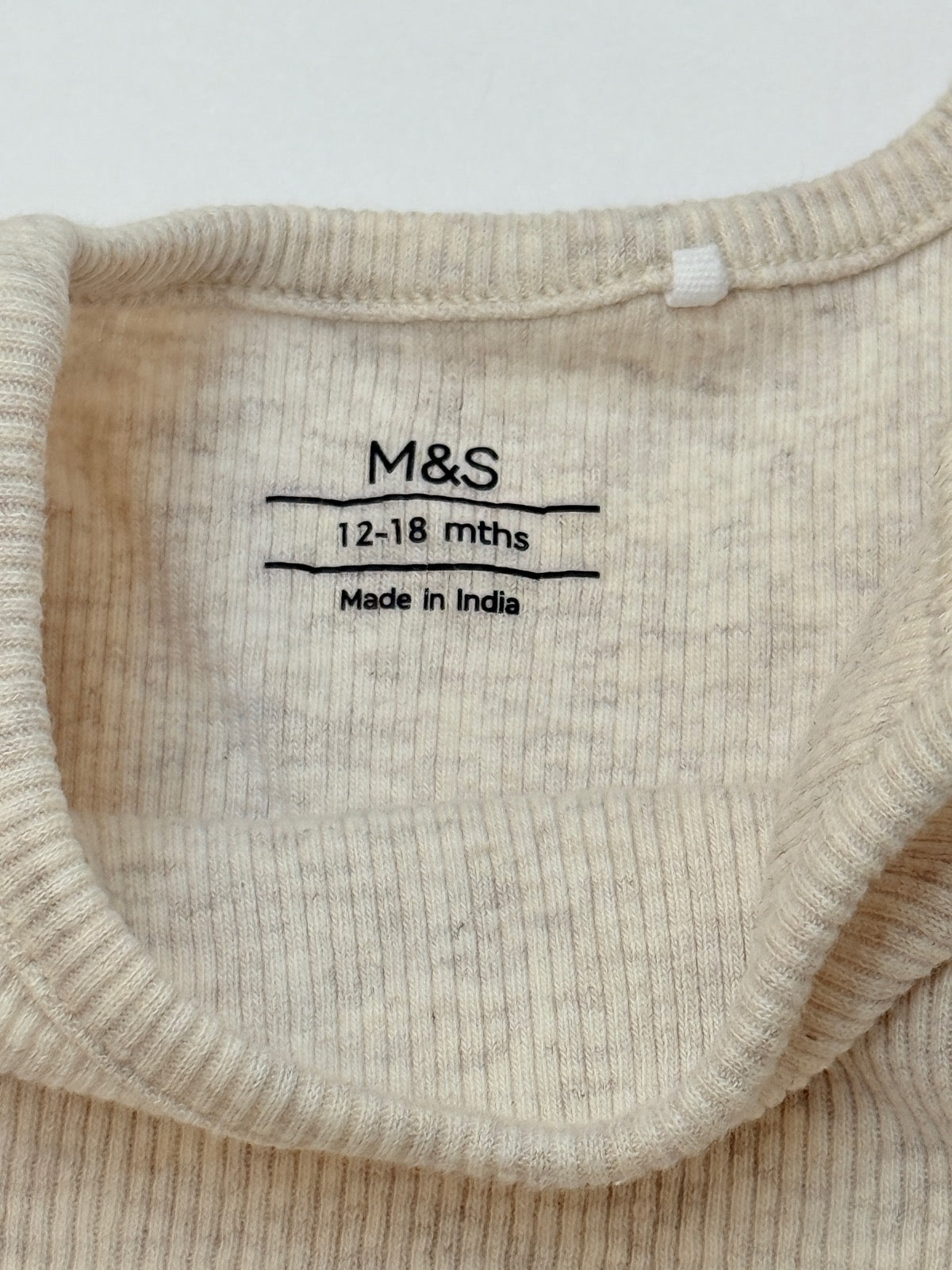 M&S Ribbed Beige Bodysuit 12-18M
