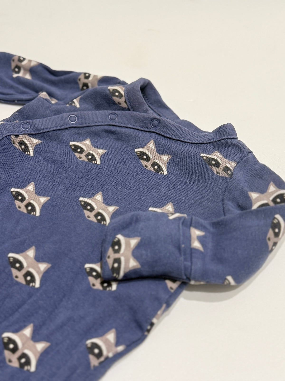 Baby Gap Blue Raccoon Footed Sleeper NB up to 7lbs