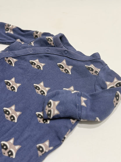 Baby Gap Blue Raccoon Footed Sleeper NB up to 7lbs