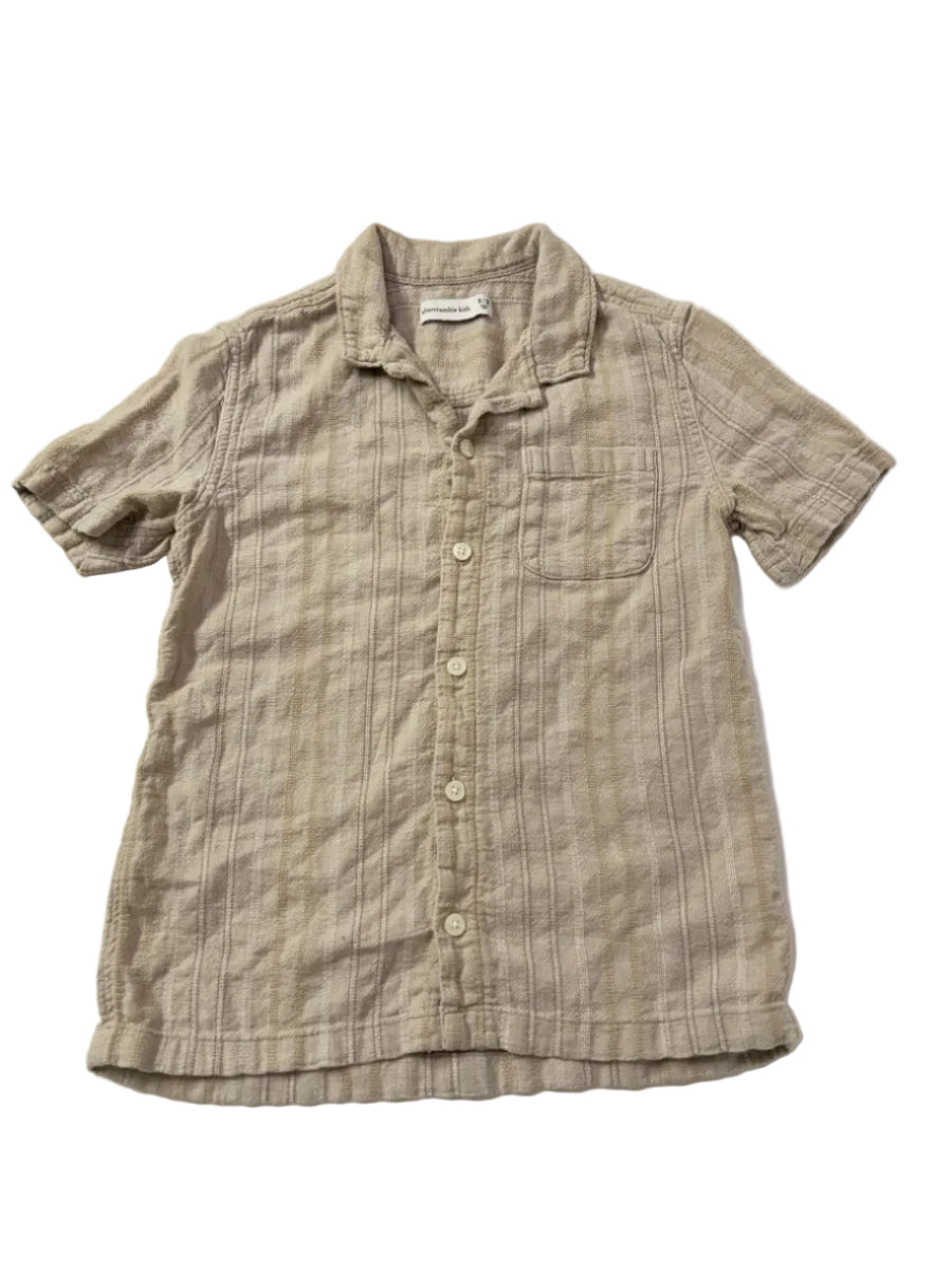 Button Shirt Abercrombie Kids Beige Stripe 9/10