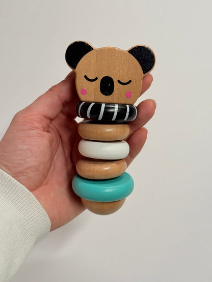 Wooden Koala Baby Rattle Stacking Toy