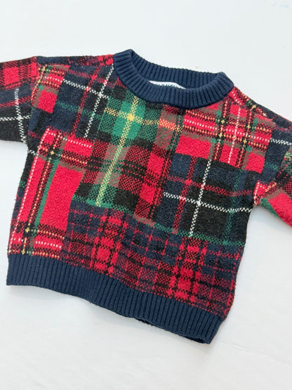 Old Navy Plaid Knit Sweater 0-3M